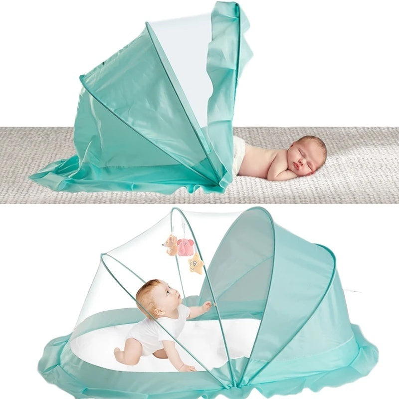 Foldable Baby Crib with Mosquito Net and Soft Mattress Set, Cute Unisex Designs, Safe Cozy Sleep Anywhere