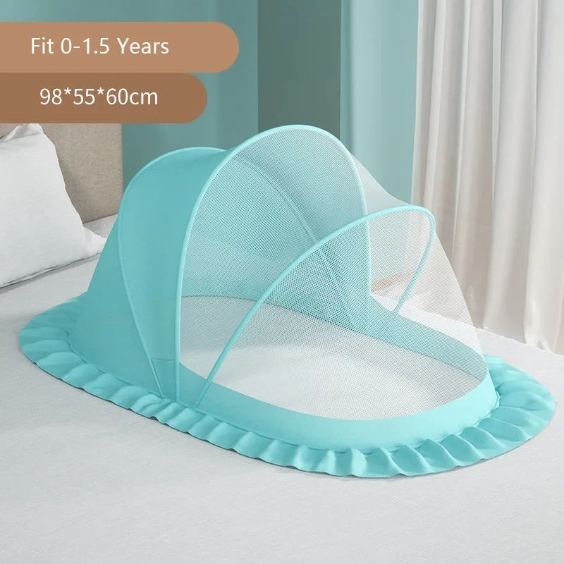 Foldable Baby Crib with Mosquito Net and Soft Mattress Set, Cute Unisex Designs, Safe Cozy Sleep Anywhere