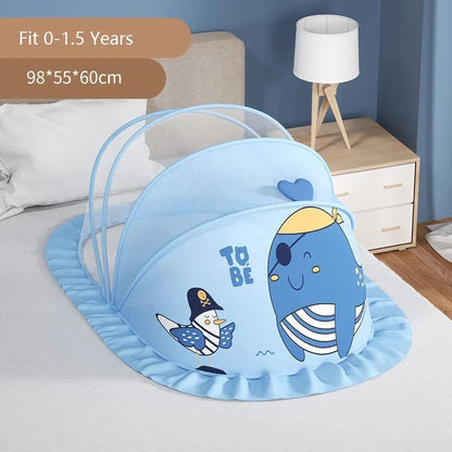 Foldable Baby Crib with Mosquito Net and Soft Mattress Set, Cute Unisex Designs, Safe Cozy Sleep Anywhere