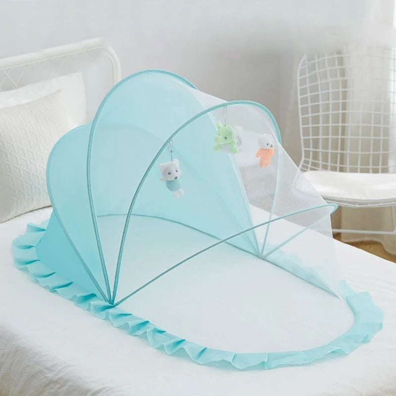 Foldable Baby Crib with Mosquito Net and Soft Mattress Set, Cute Unisex Designs, Safe Cozy Sleep Anywhere