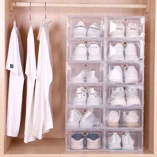 6 Pack Clear Stackable Shoe Storage Containers