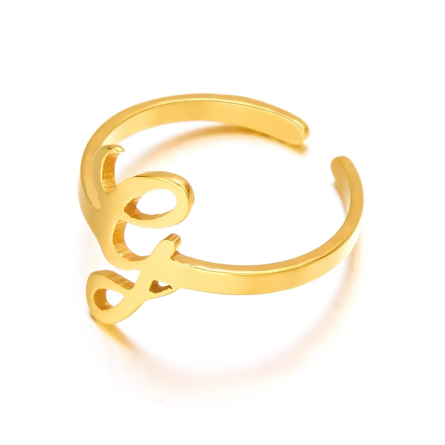 Personalized Script Monogram Initial Ring