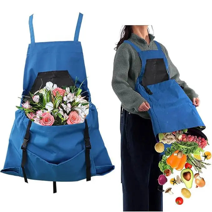 Practical Garden Apron with Cross Straps & Big Pockets