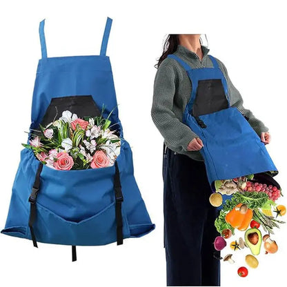 Practical Garden Apron with Cross Straps & Big Pockets