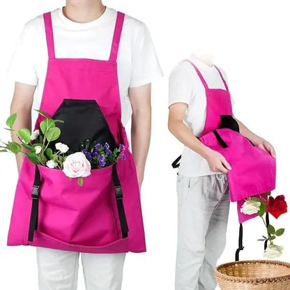 Practical Garden Apron with Cross Straps & Big Pockets