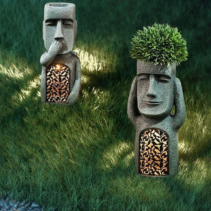 Outdoor Solar Powered Planter Garden Statue Pot