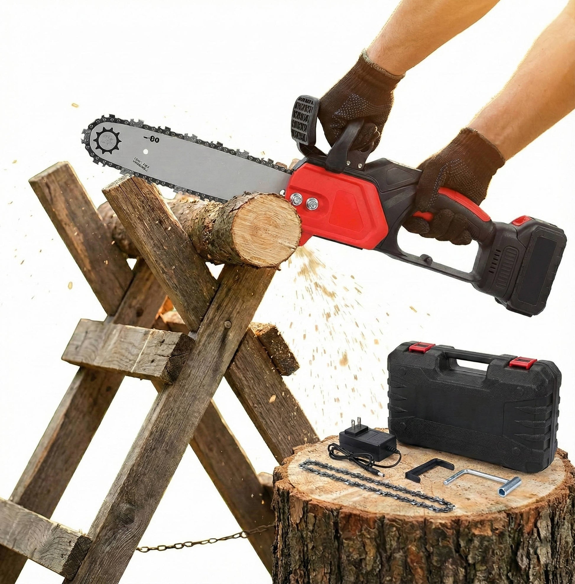 Portable 12 Electric Chainsaw 21V Cordless Saw Kit - Halri