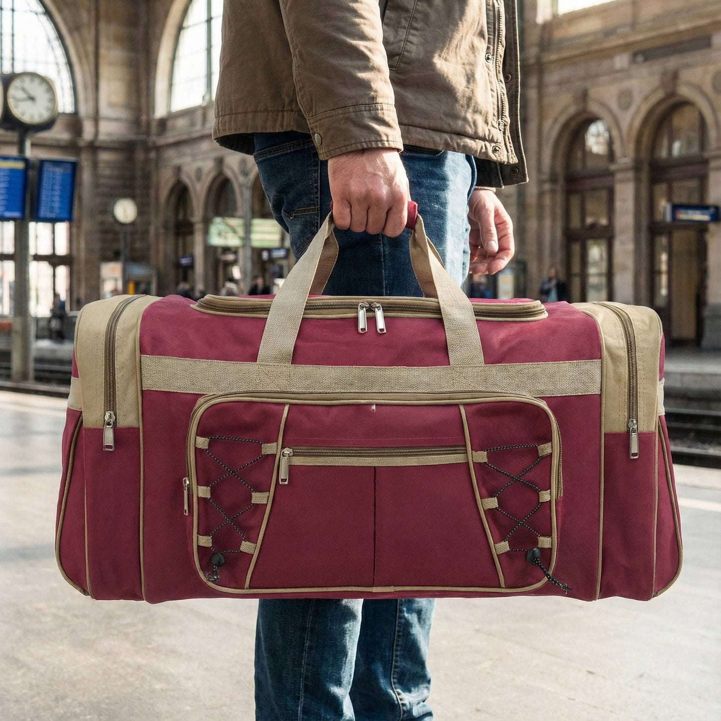 Big Spacious Duffle Bag: Waterproof Travel Bag With Strap