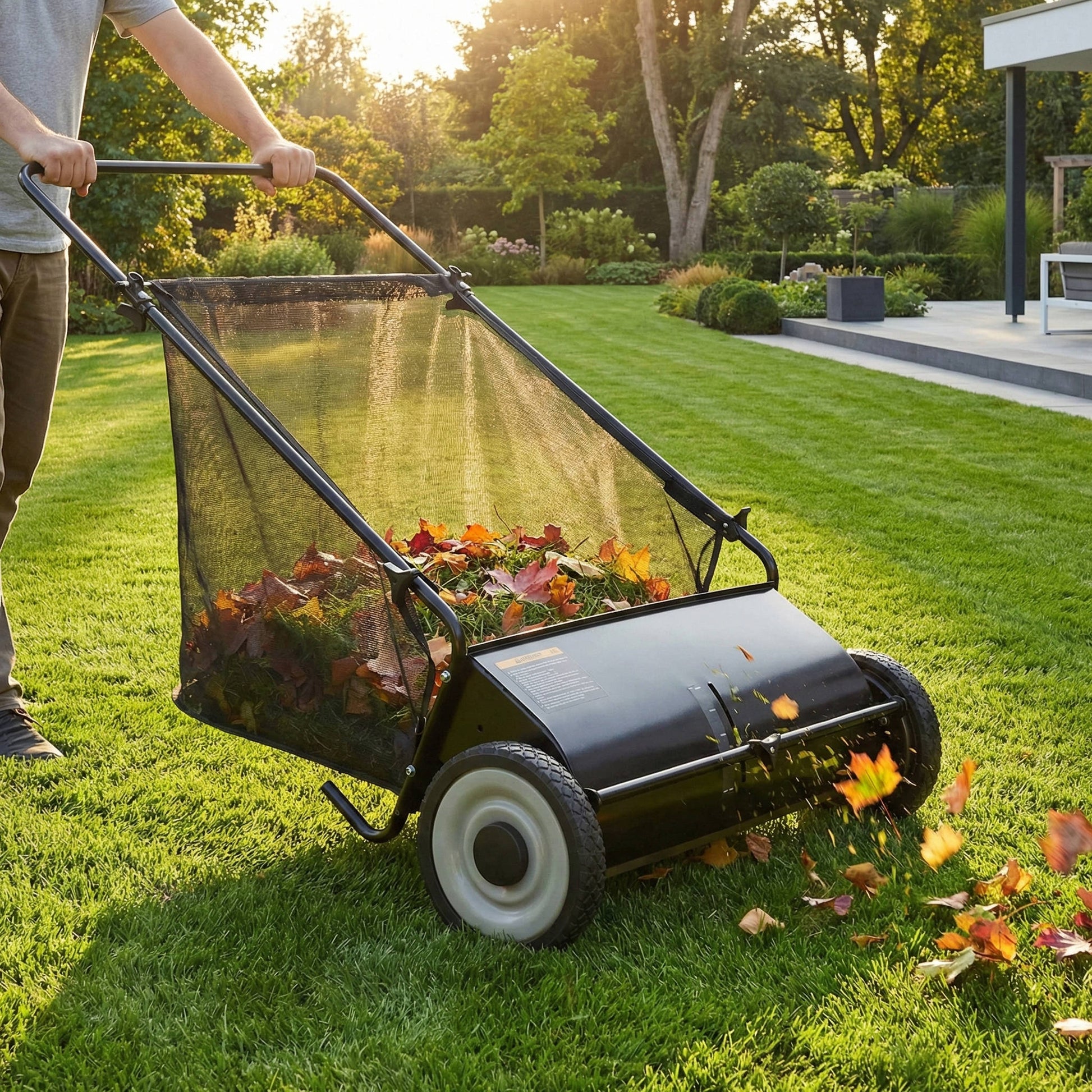 Large Yard Leaf Sweeper 26 Inch Manual Lawn Collector - Halri