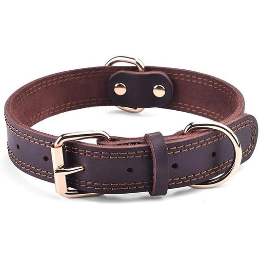 Authentic Leather Pet Collar 
Durable Dog Collar 
Extra Wide Dog Collar 
Strong Dog Collar with Stainless Steel D-Ring - Halri