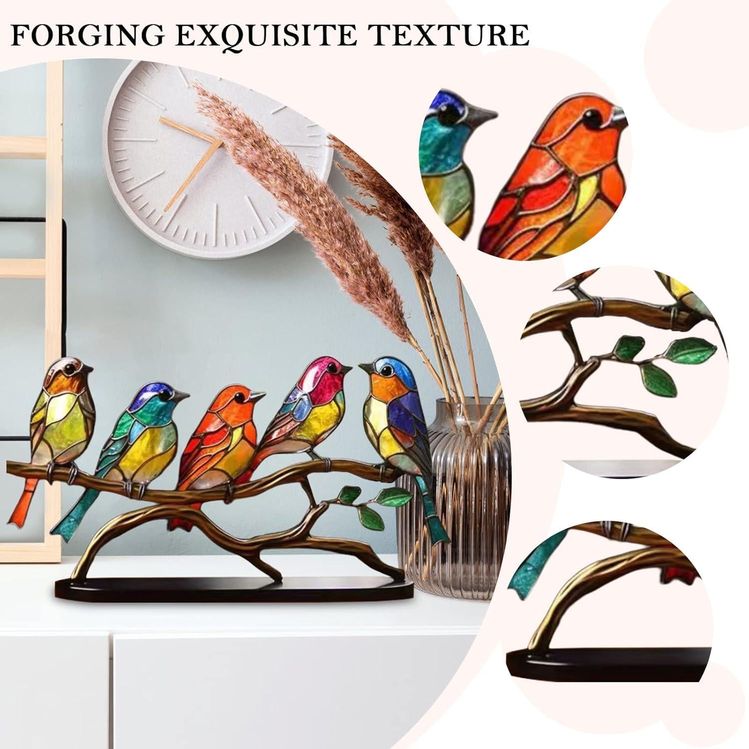 Glass Bird Ornaments – Modern Home Accent with Handmade Acrylic Decor and Vibrant, Long-Lasting Colors