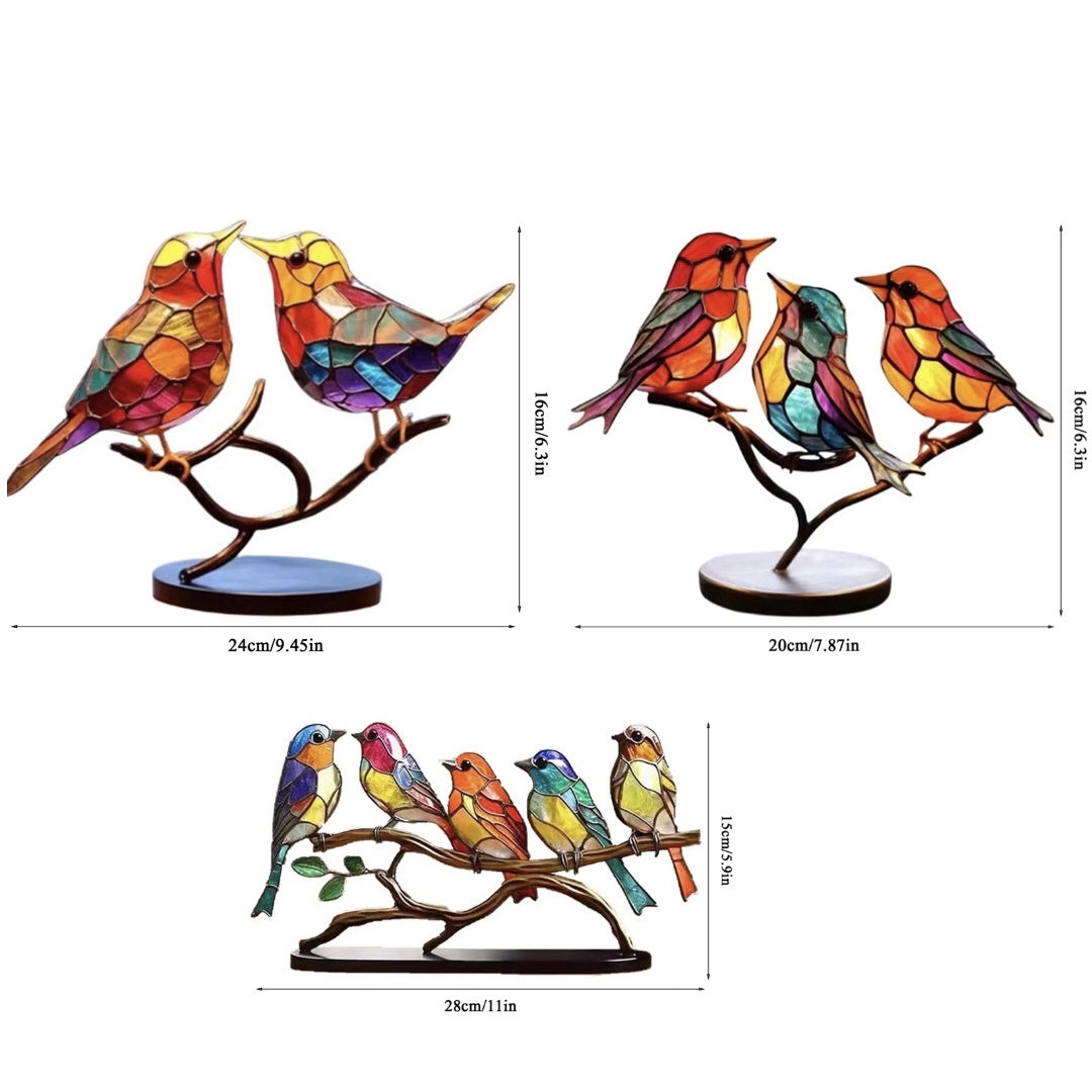 Glass Bird Ornaments – Modern Home Accent with Handmade Acrylic Decor and Vibrant, Long-Lasting Colors