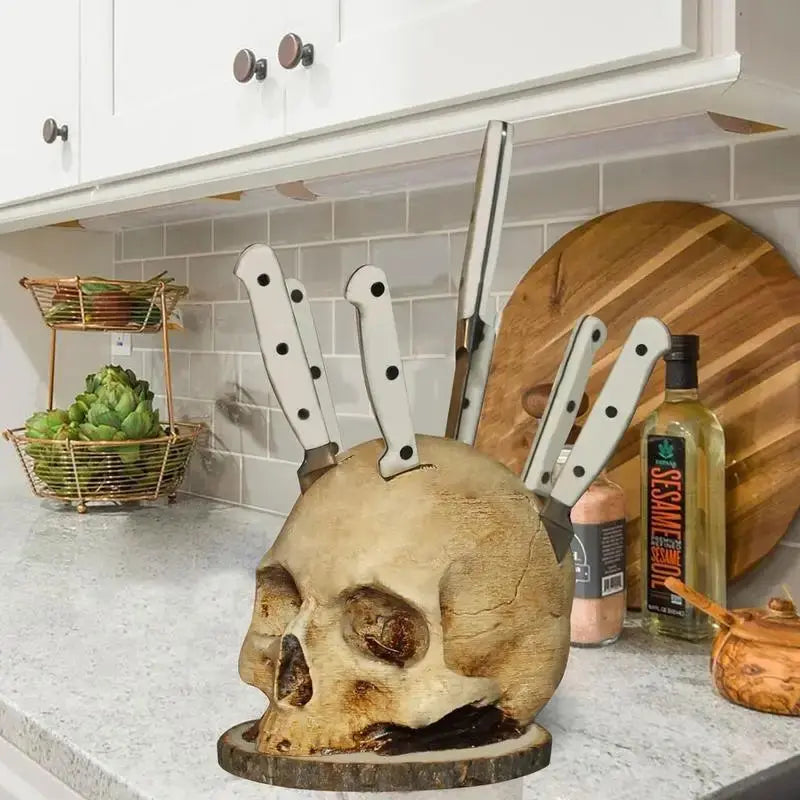 Dark Skull Kitchen Knife Block - Halri