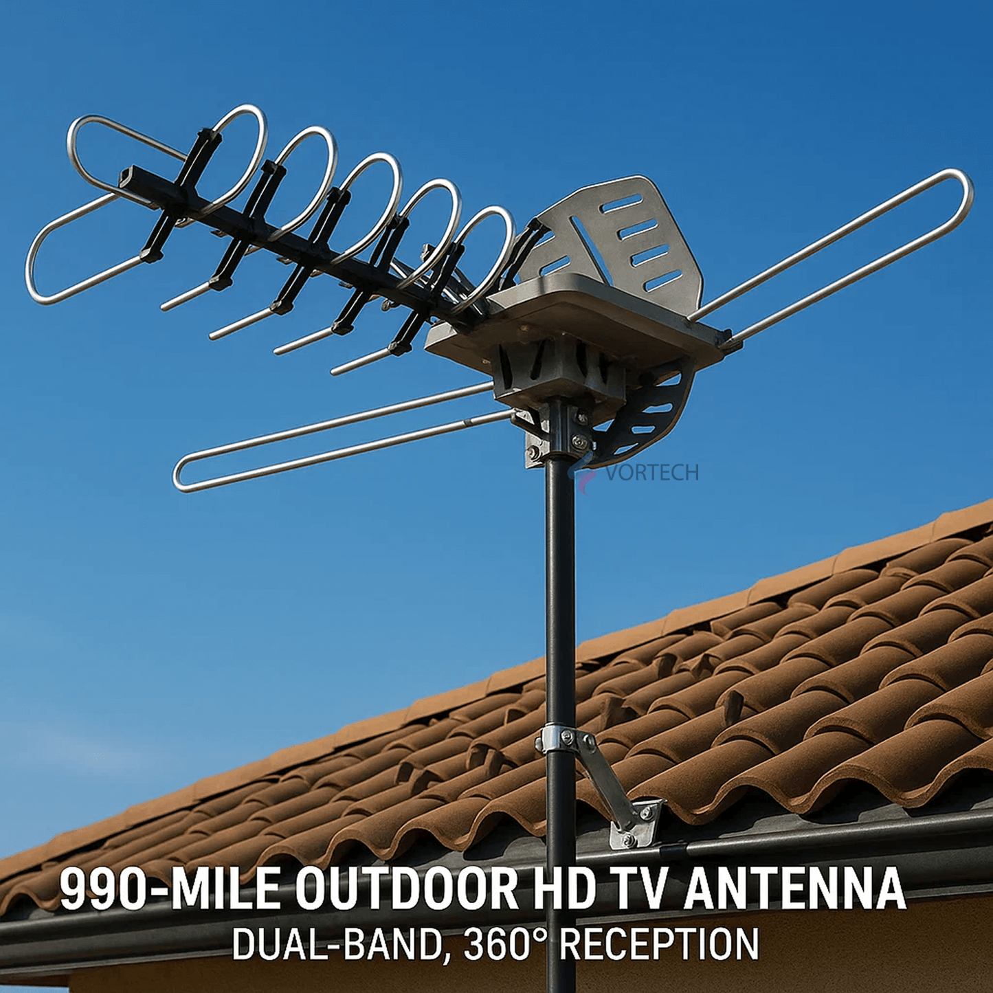 Long Range HD Outdoor TV Antenna | 360° Signal Reception