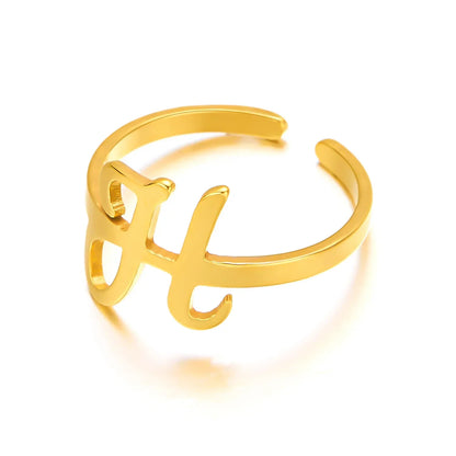 Personalized Script Monogram Initial Ring