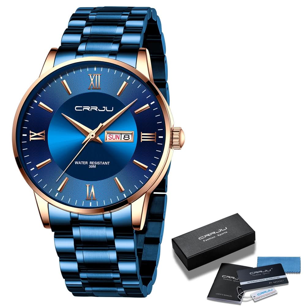 Rugged Mens Waterproof Stainless Steel Sports Watch
