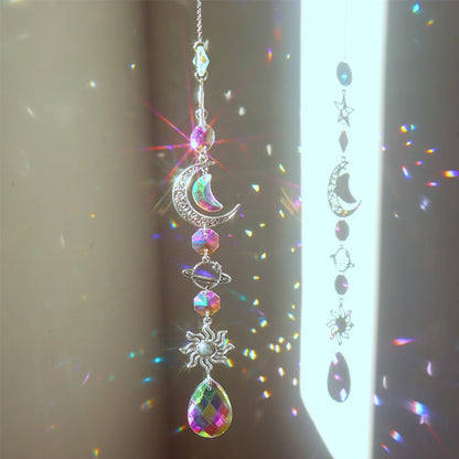 Beautiful Crystal Wind Chime Moon Decor