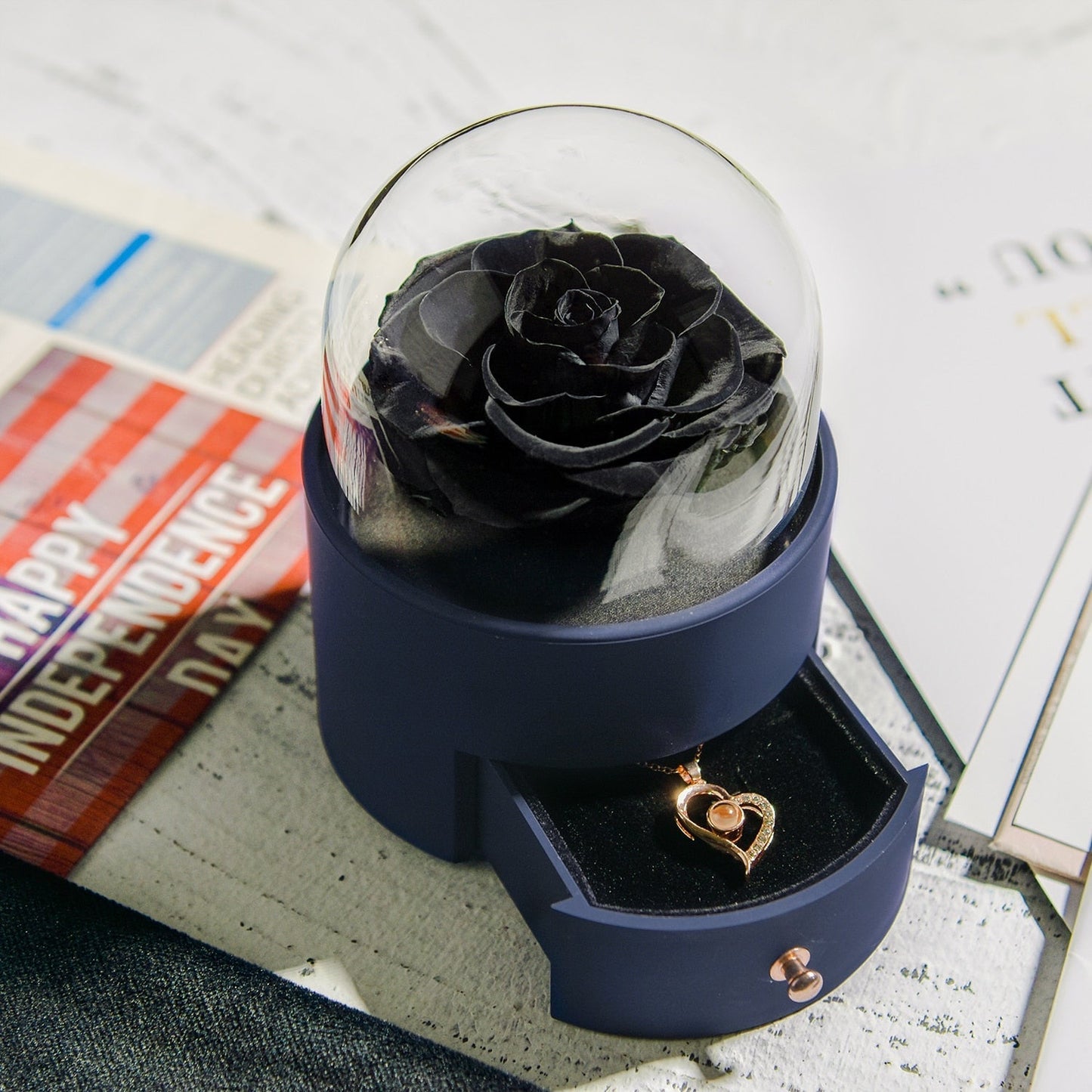 Beautiful Rose Gold Necklace Storage Box