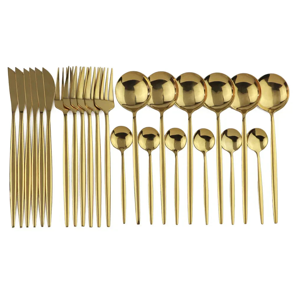 Premium Gold Plated Stainless Steel Silverware Set