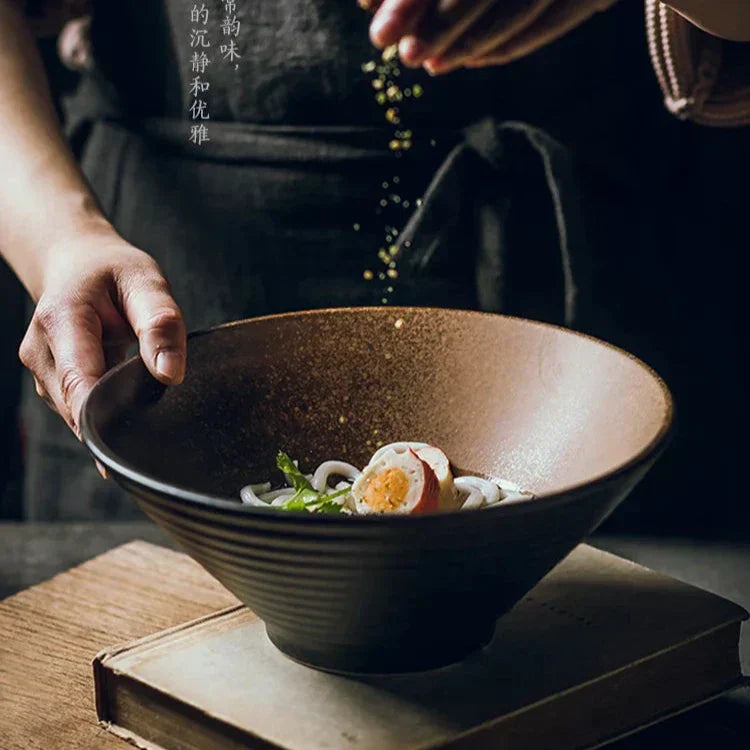 Authentic Asian Style Ramen Bowl - Hand Painted Ceramic