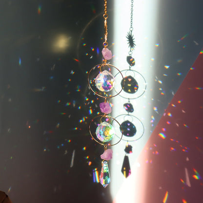 Beautiful Crystal Wind Chime Moon Decor