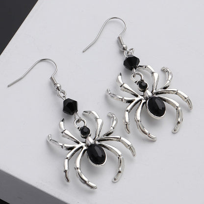 Boho Dark Spider Dangle Earrings