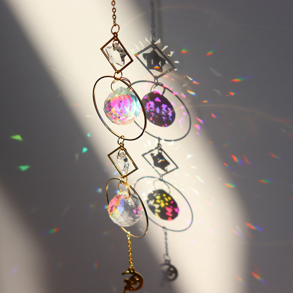 Beautiful Crystal Wind Chime Moon Decor