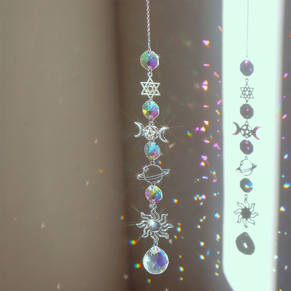 Beautiful Crystal Wind Chime Moon Decor - Halri