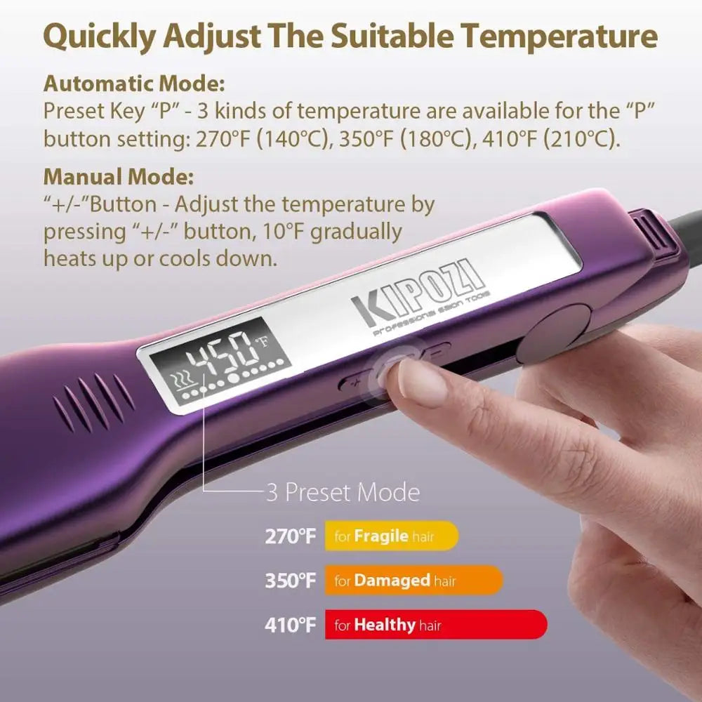 Fast Heating Titanium Hair Straightener with LCD Display