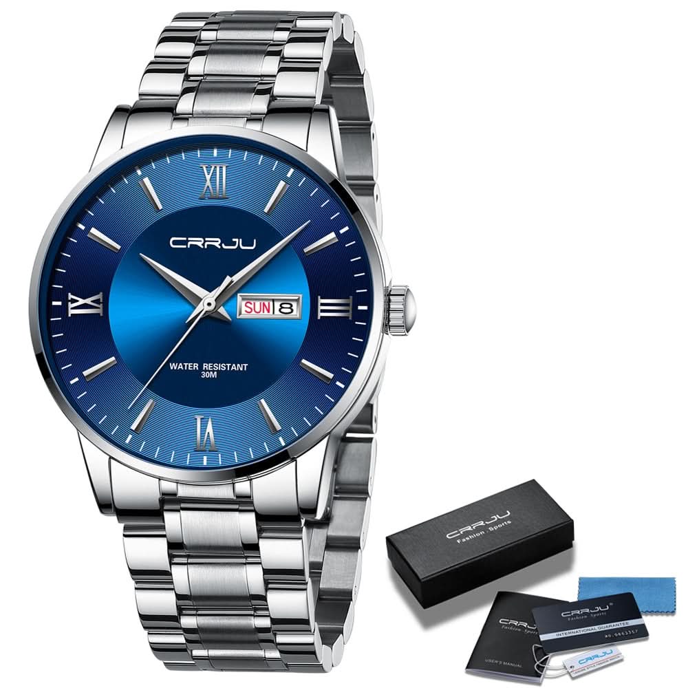 Rugged Mens Waterproof Stainless Steel Sports Watch