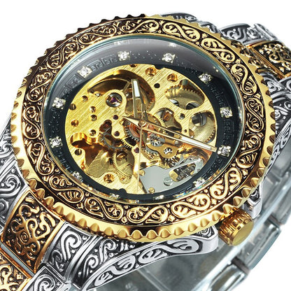 Vintage Style Engraved Mechanical Men's Watch - Halri