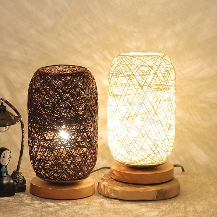 Rustic Wood LED Desk Lamp with Warm Soft Lighting - Halri