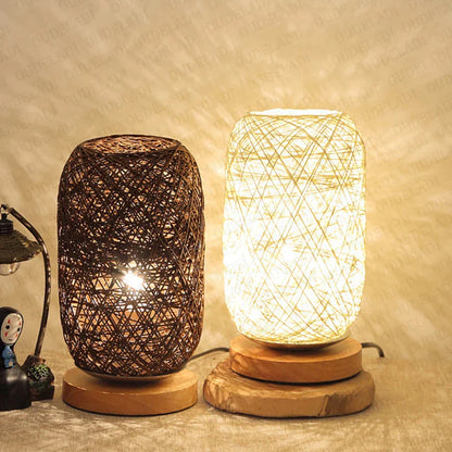 Rustic Wood LED Desk Lamp with Warm Soft Lighting - Halri