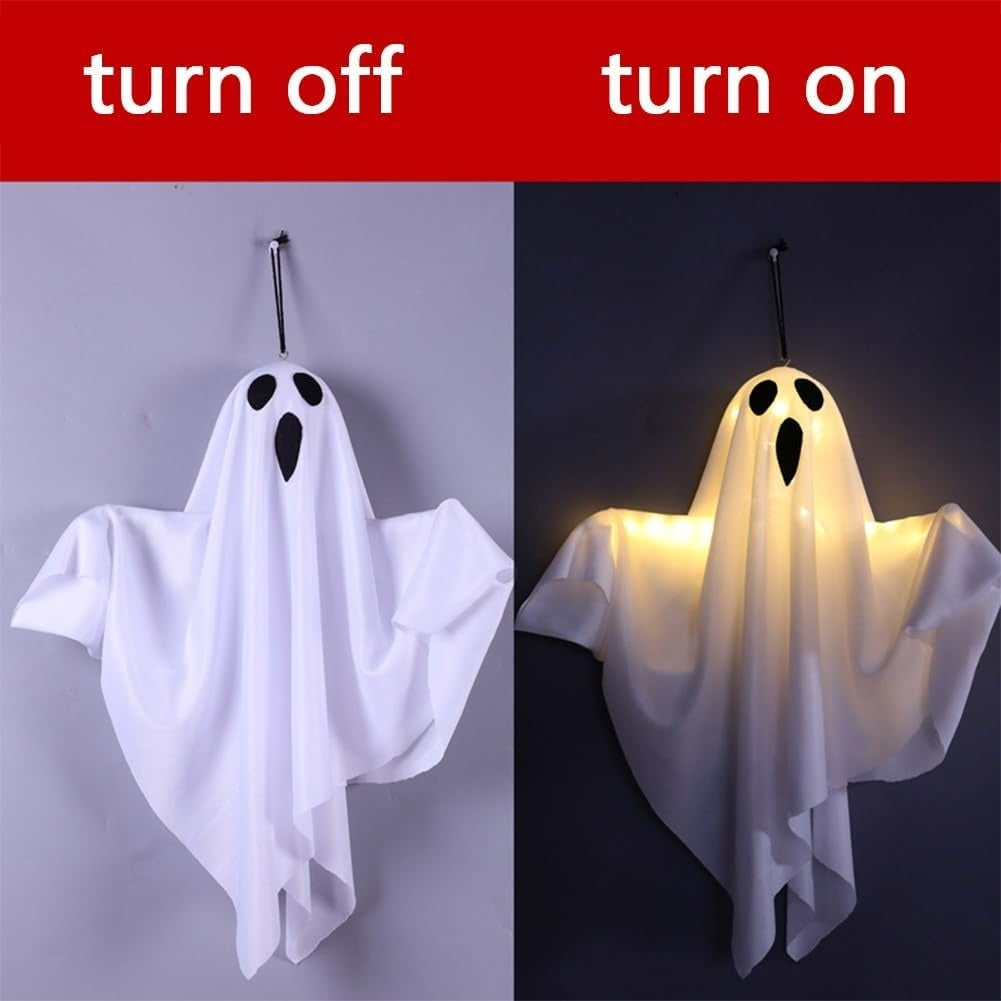 Hanging Halloween Lighted Ghost Decoration with 3 Lighting Modes, Battery Powered for Indoor & Outdoor Use