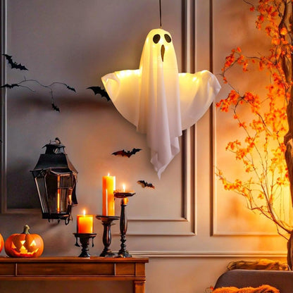 Hanging Halloween Lighted Ghost Decoration with 3 Lighting Modes, Battery Powered for Indoor & Outdoor Use