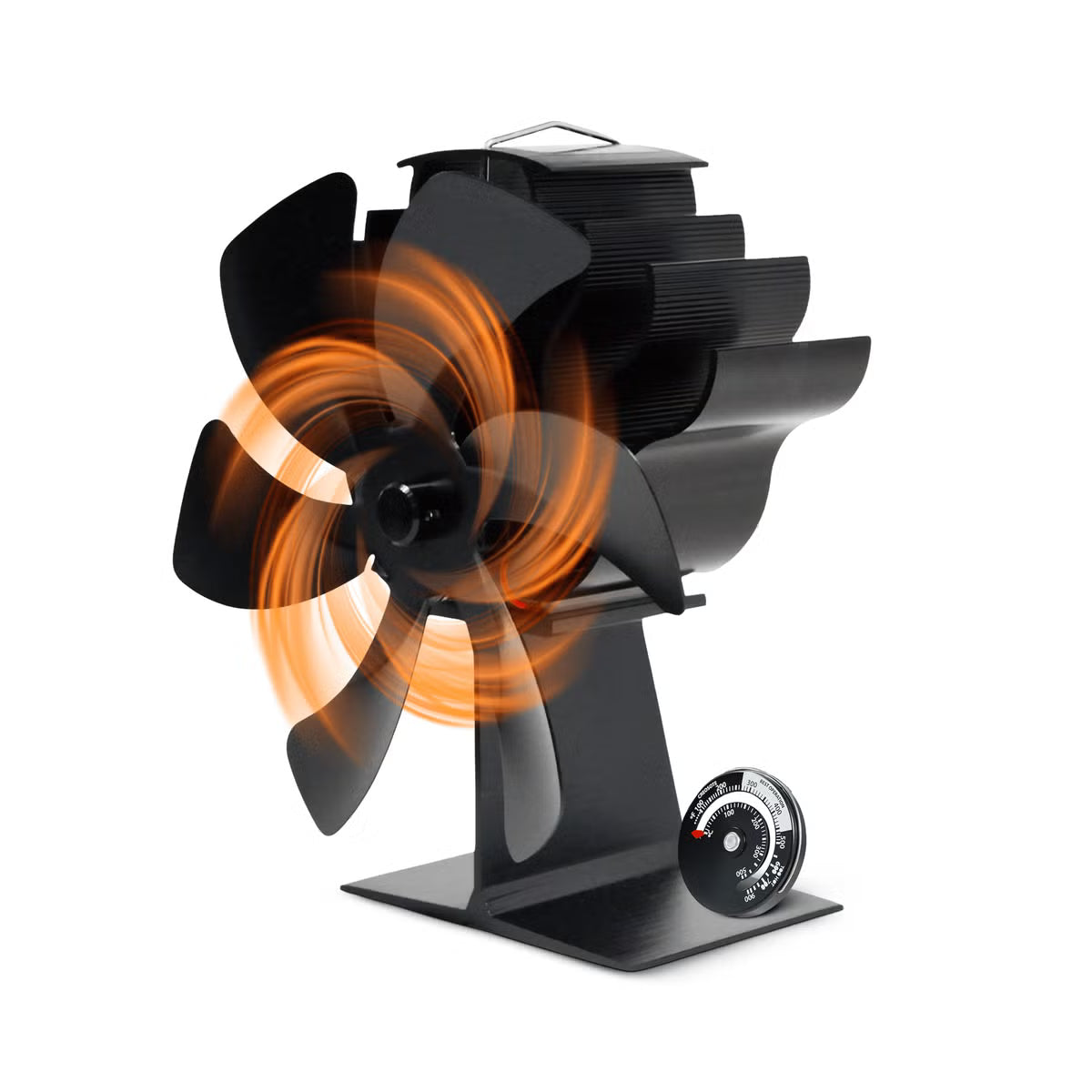 Heat Powered Wood Stove Fan with 6 Blades Thermometer - Halri