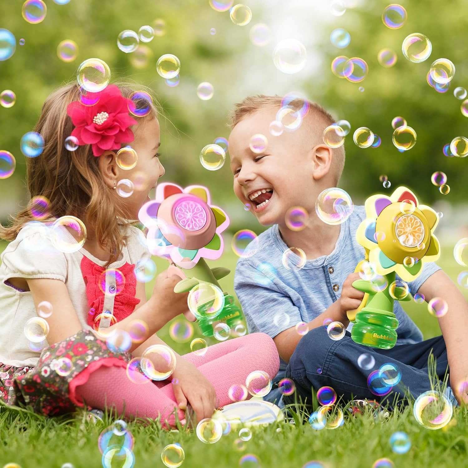 Head Shaking Bubble Flower Kids Toy – Interactive Fun Bubble Blower for Children