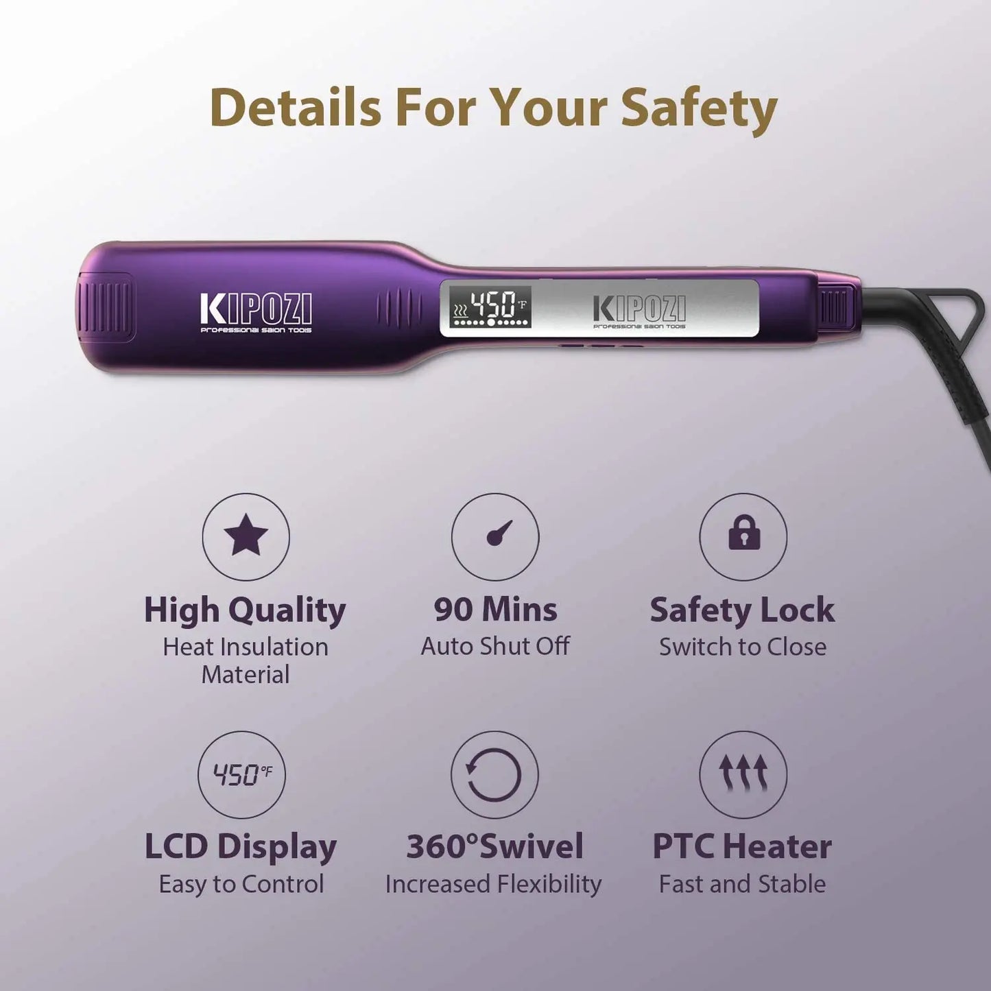 Fast Heating Titanium Hair Straightener with LCD Display