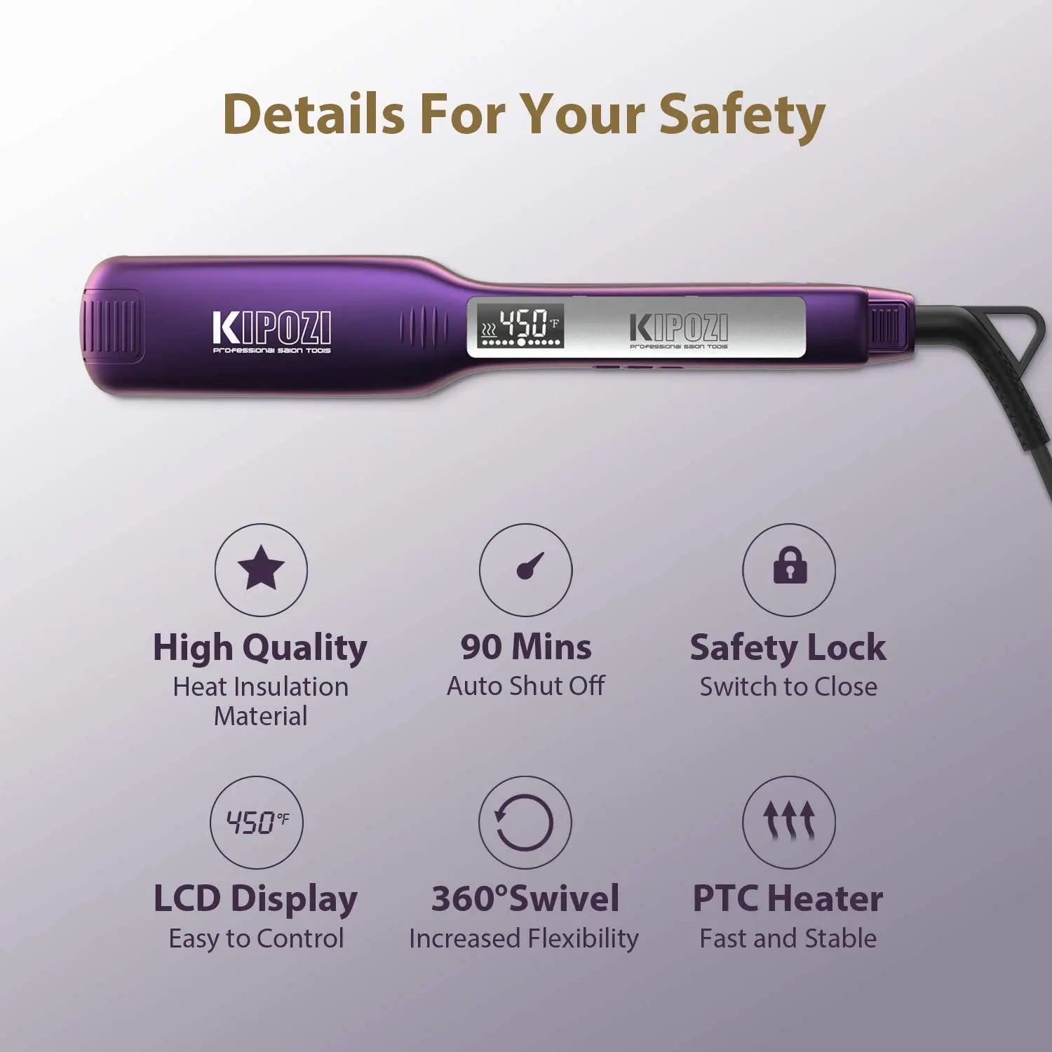 Fast Heating Titanium Hair Straightener with LCD Display