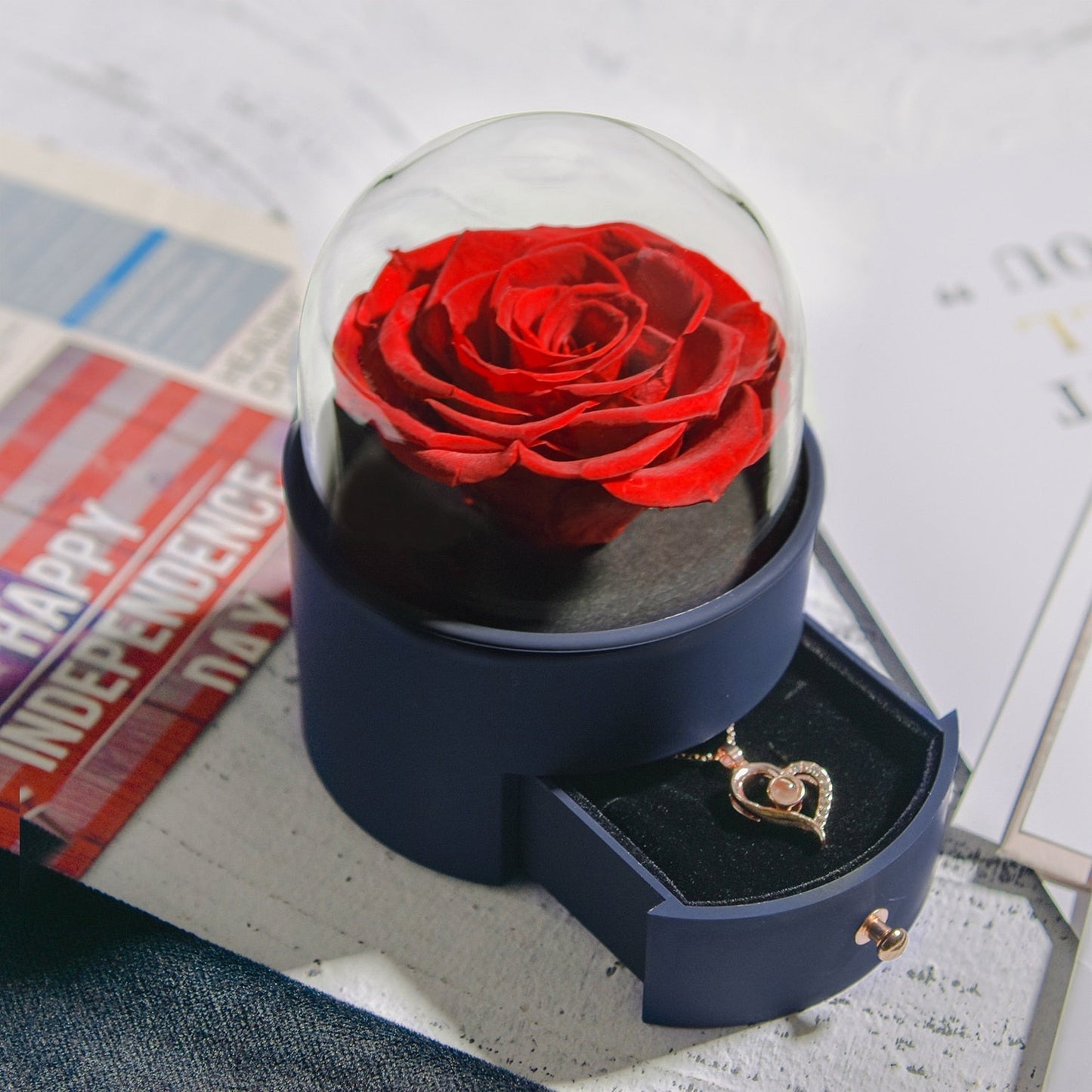 Beautiful Rose Gold Necklace Storage Box