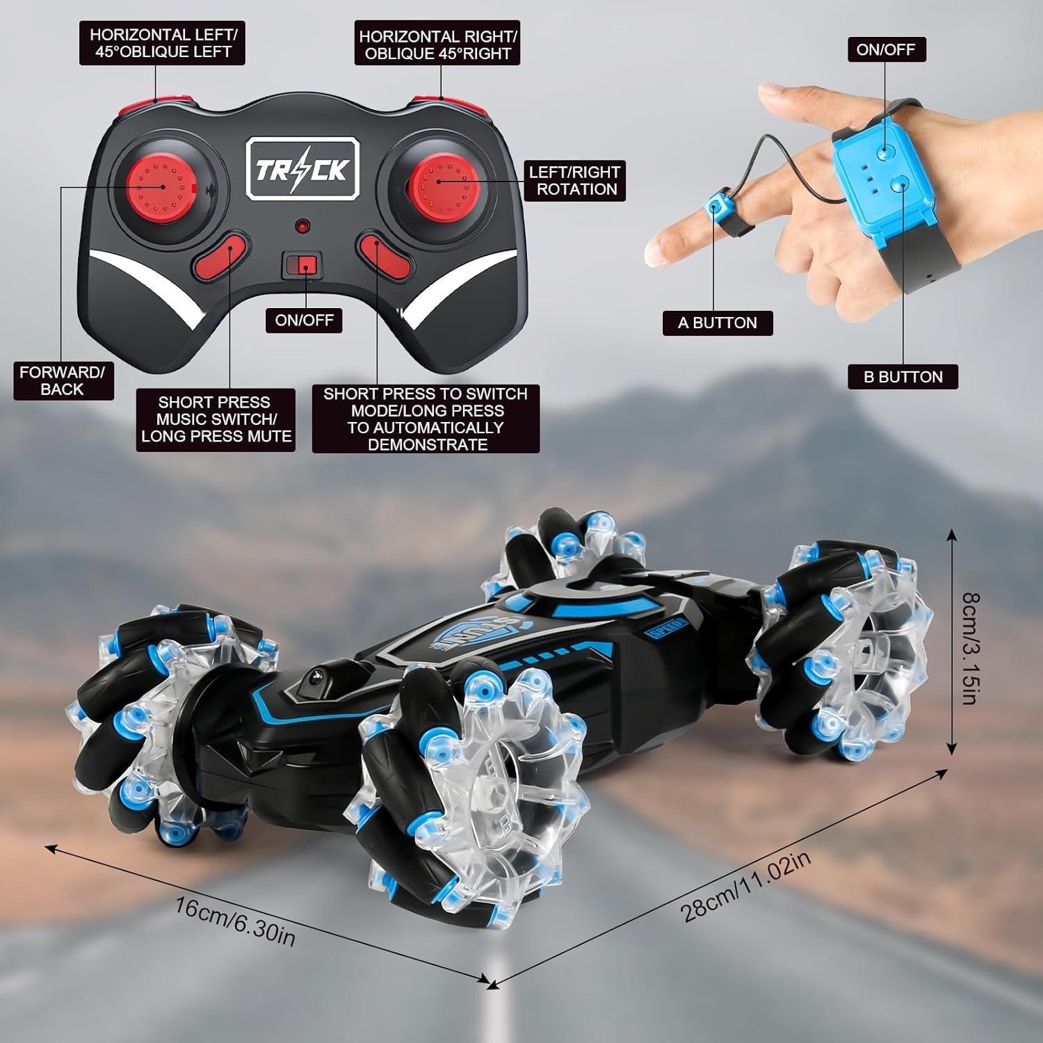 High-performance Remote Control Stunt Car with 4WD System, 360° Spins, Drift Stunts, Safe For Ages 6+