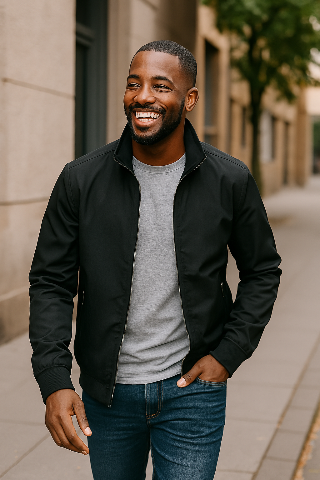 Classic Fit Mens Leather Bomber Jacket