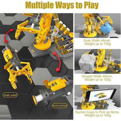 Hydraulic Robot Arm With Manual Control, Flexible Movement, DIY Science Experiment Toy For Ages 6+