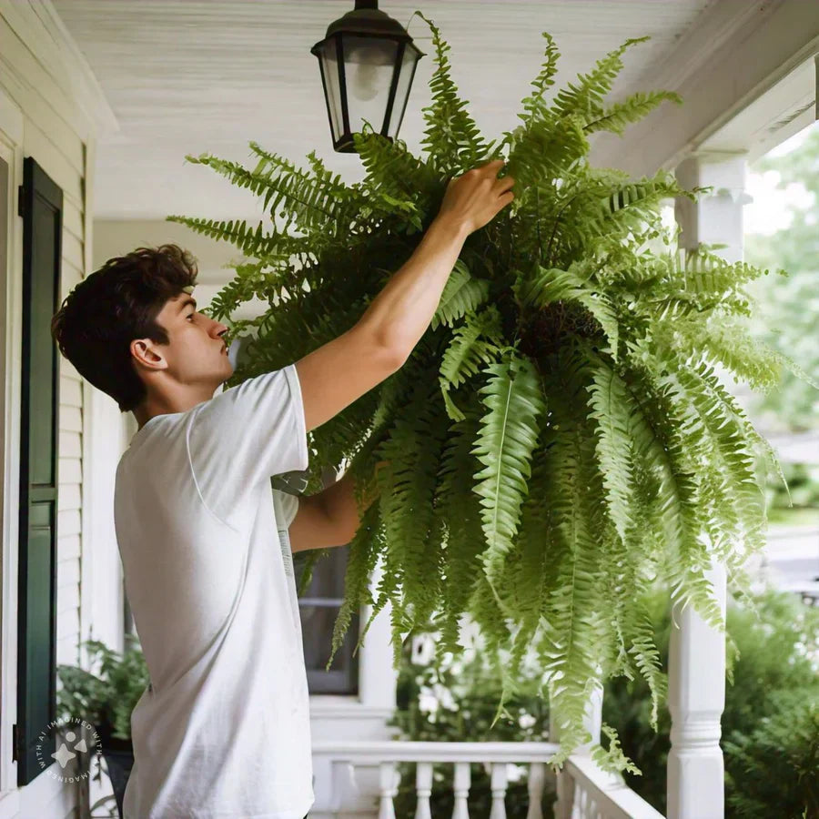 Durable Fake Boston Fern Plant – Indoor Outdoor Green Decor - Halri