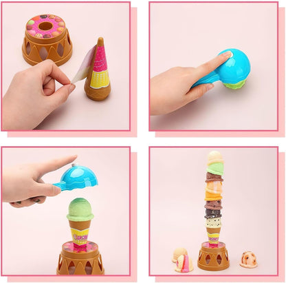 Ice Cream Stack with Motor Skill Development, Lightweight & Portable, Safe for Ages 1+