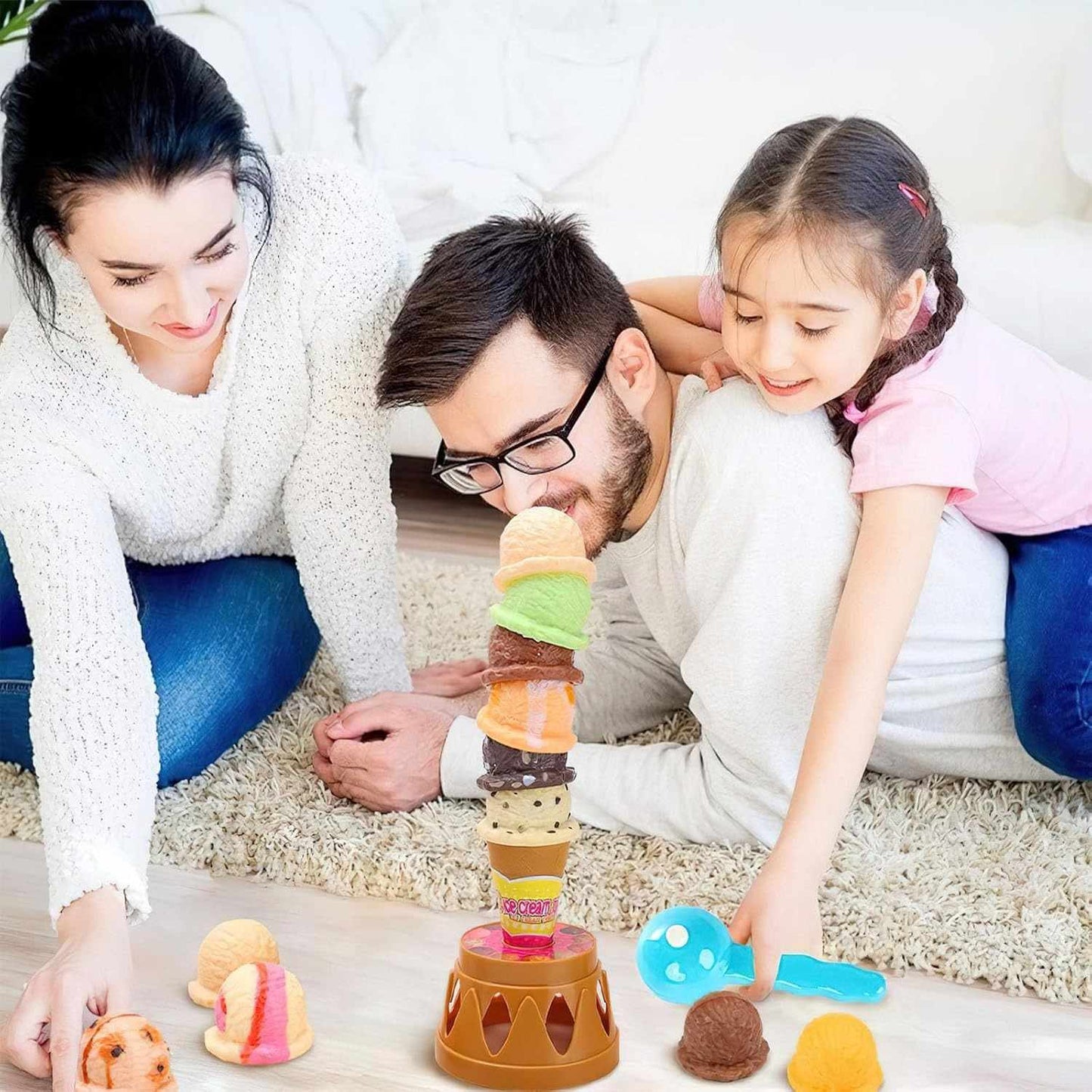 Ice Cream Stack with Motor Skill Development, Lightweight & Portable, Safe for Ages 1+