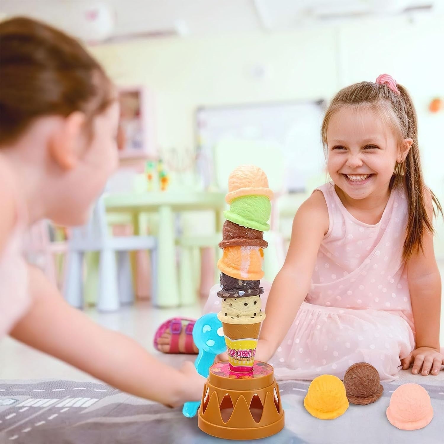 Ice Cream Stack with Motor Skill Development, Lightweight & Portable, Safe for Ages 1+