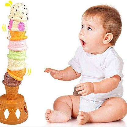 Ice Cream Stack with Motor Skill Development, Lightweight & Portable, Safe for Ages 1+