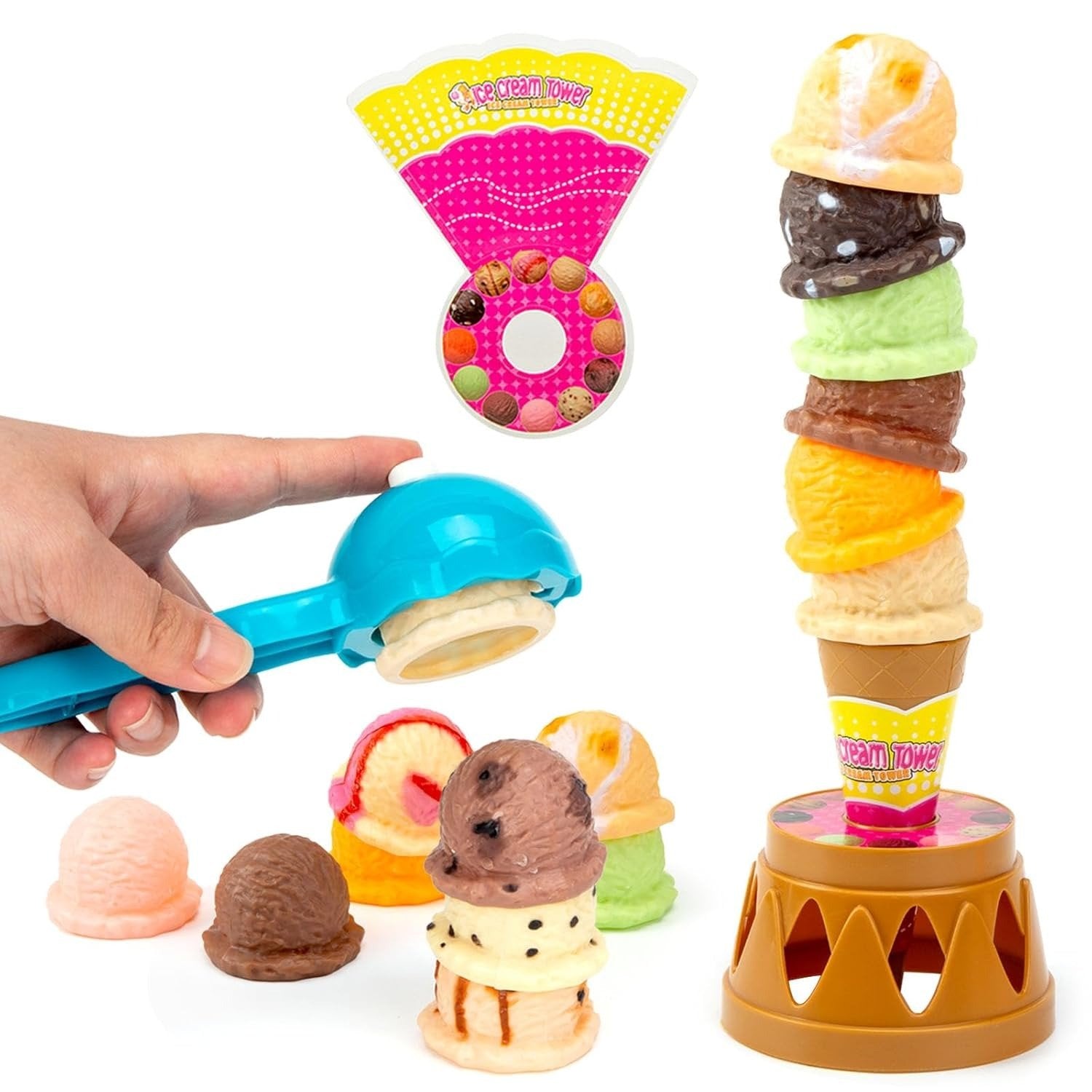 Ice Cream Stack with Motor Skill Development, Lightweight & Portable, Safe for Ages 1+