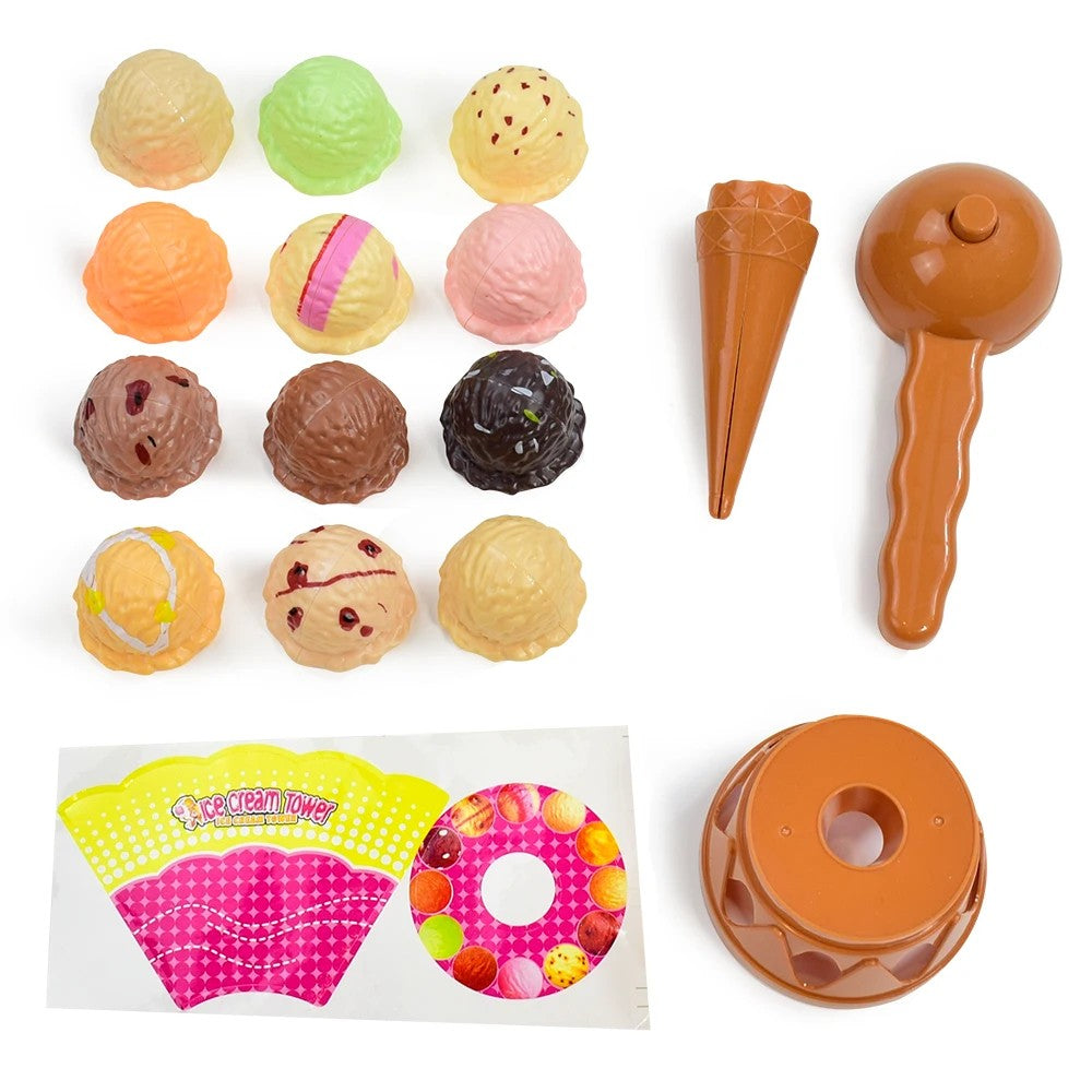 Ice Cream Stack with Motor Skill Development, Lightweight & Portable, Safe for Ages 1+
